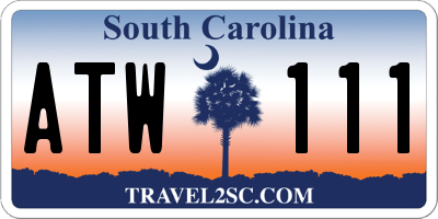 SC license plate ATW111