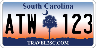 SC license plate ATW123