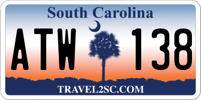 SC license plate ATW138
