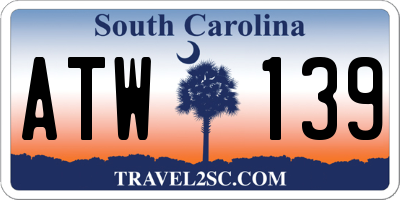 SC license plate ATW139