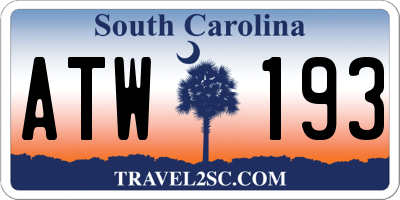 SC license plate ATW193