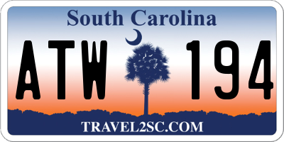 SC license plate ATW194