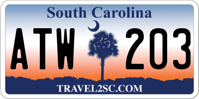 SC license plate ATW203