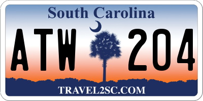 SC license plate ATW204