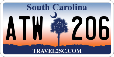 SC license plate ATW206