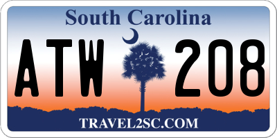 SC license plate ATW208