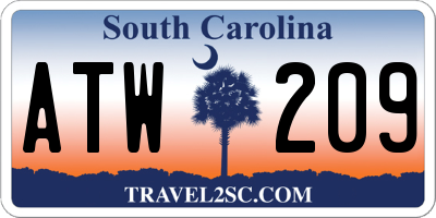 SC license plate ATW209