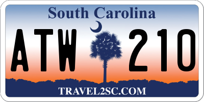 SC license plate ATW210