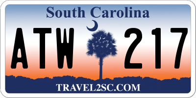SC license plate ATW217