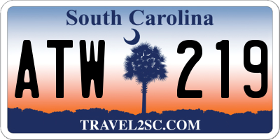 SC license plate ATW219