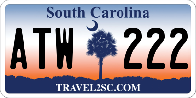 SC license plate ATW222