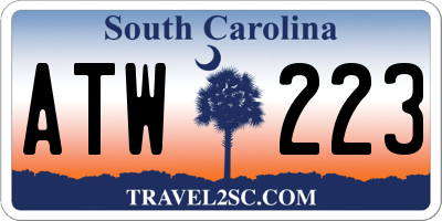 SC license plate ATW223
