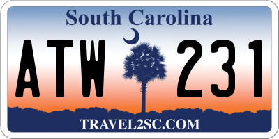 SC license plate ATW231
