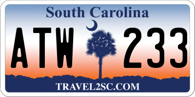 SC license plate ATW233