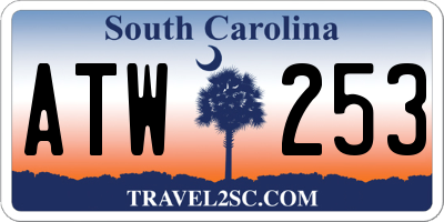 SC license plate ATW253