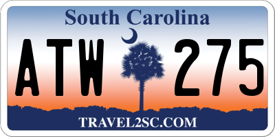 SC license plate ATW275
