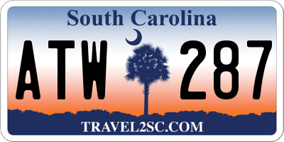 SC license plate ATW287
