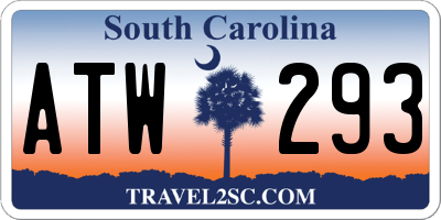 SC license plate ATW293