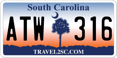 SC license plate ATW316