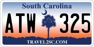 SC license plate ATW325