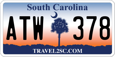 SC license plate ATW378