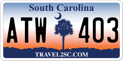 SC license plate ATW403