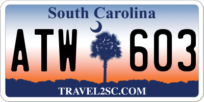 SC license plate ATW603
