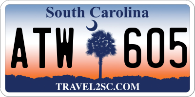 SC license plate ATW605