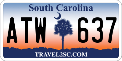 SC license plate ATW637