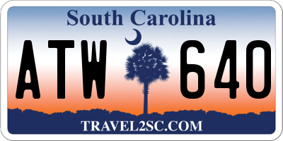 SC license plate ATW640