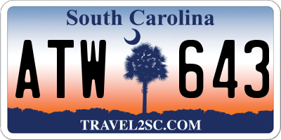 SC license plate ATW643