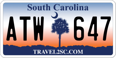 SC license plate ATW647