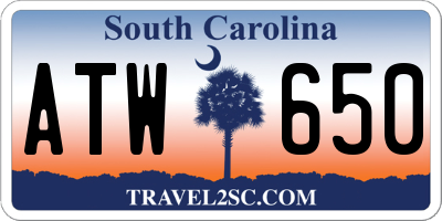 SC license plate ATW650
