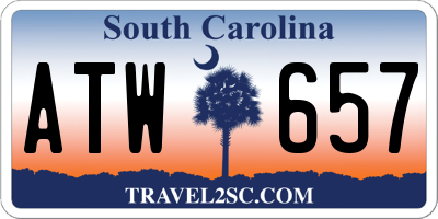 SC license plate ATW657