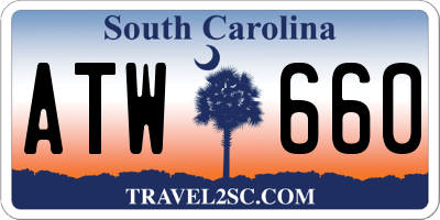 SC license plate ATW660