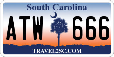 SC license plate ATW666