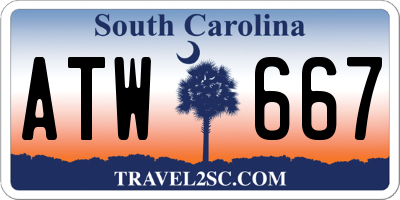 SC license plate ATW667