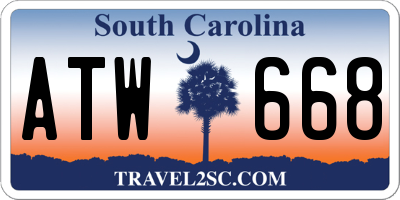 SC license plate ATW668