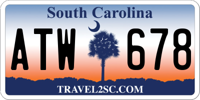 SC license plate ATW678