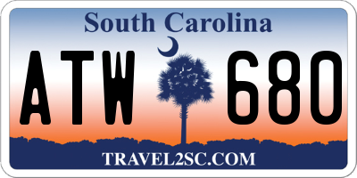 SC license plate ATW680