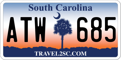 SC license plate ATW685