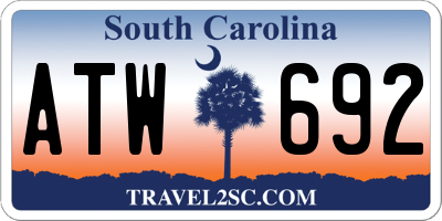SC license plate ATW692