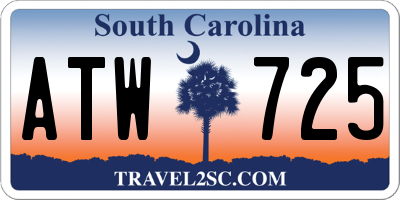SC license plate ATW725