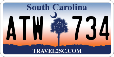 SC license plate ATW734