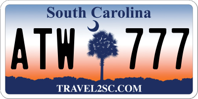 SC license plate ATW777