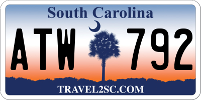 SC license plate ATW792