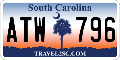 SC license plate ATW796