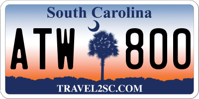 SC license plate ATW800
