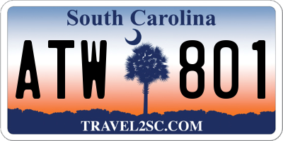 SC license plate ATW801