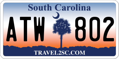 SC license plate ATW802